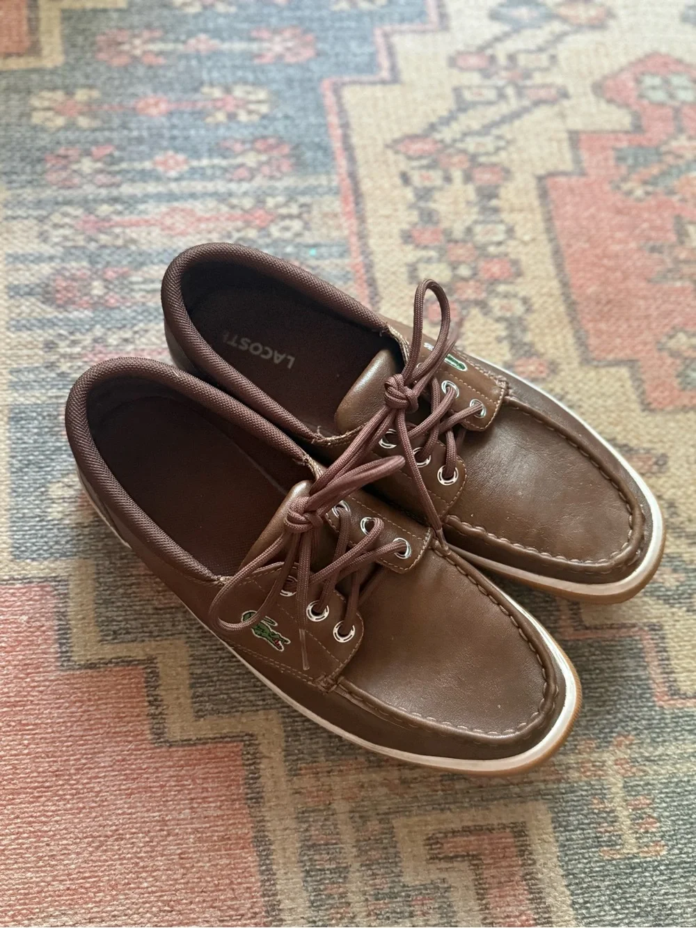 Lacoste Men's Brown Leather Boat Shoes
